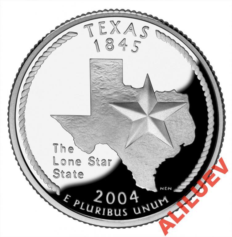 25 центов 2004г. Texas  USA  (из ролла)