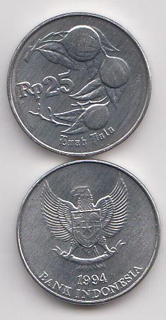 Индонезия 25 рупий 1994 UNC из ролла