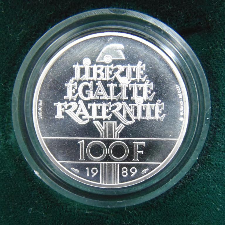 Франция 100 франков 1989 Ангел PIEDFORTдвойной вес