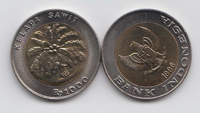 Индонезия 1000 рупий 1996 биметалл UNC из ролла