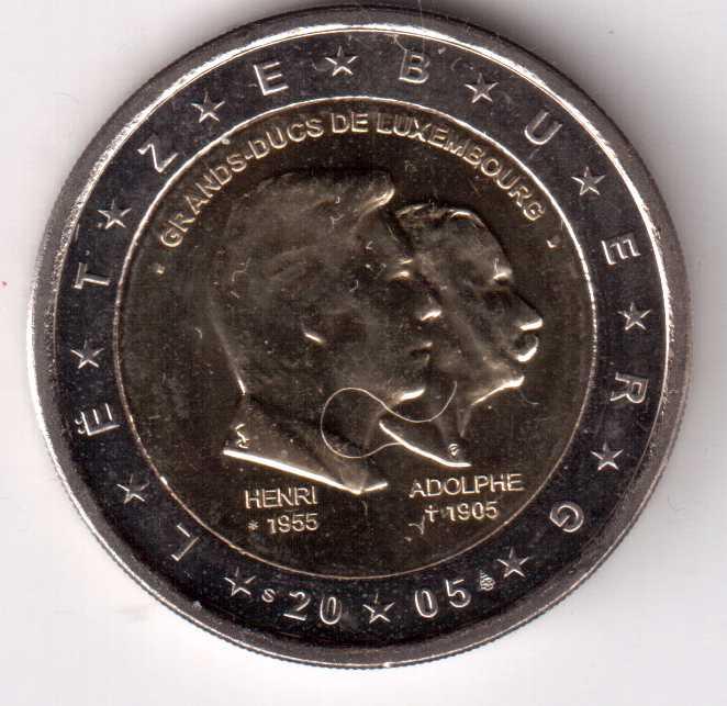 2 евро Люксембург 2005  Анри и Адольф