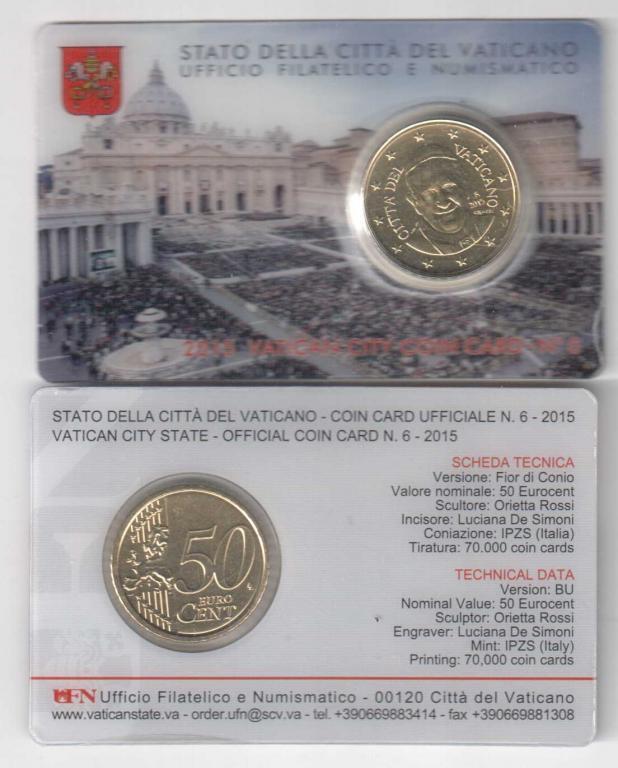 Коин карта Ватикан  50 центов 2015