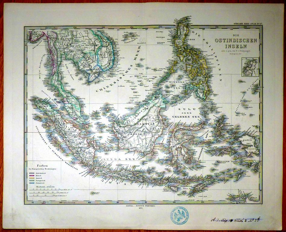 карта Азия Ява Индонезия Суматра Целебес 1872 ориг