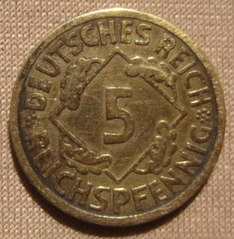 Германия 5 пфенниг 1925 года. A