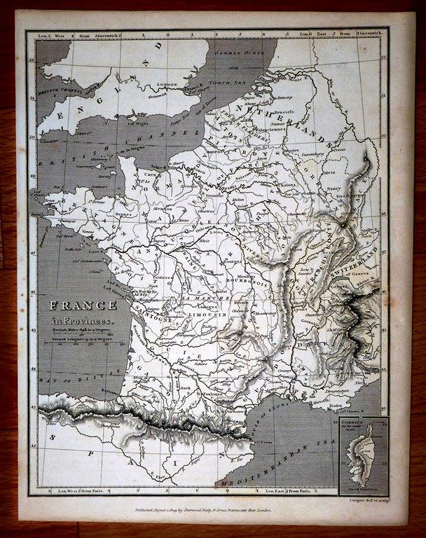карта гравюра Франция in Provinces 1809 ориг. сост