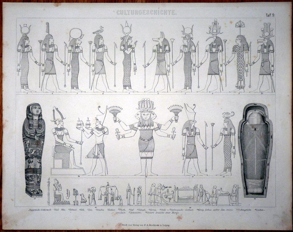 гравюра Египет Фараон Саркофаг Гробница 1890 ориг