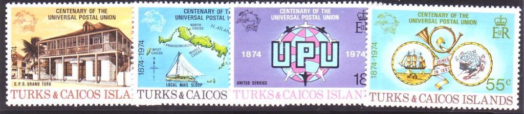 Теркс и Кайкос MNH OG серия 1974 г. UPU