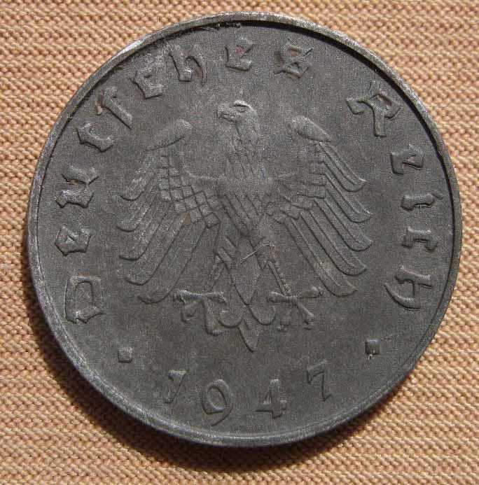Германия 10 пфеннигов 1947 г. A  Союзная оккупация