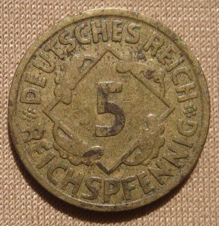 Германия 5 пфенниг 1925 года. G