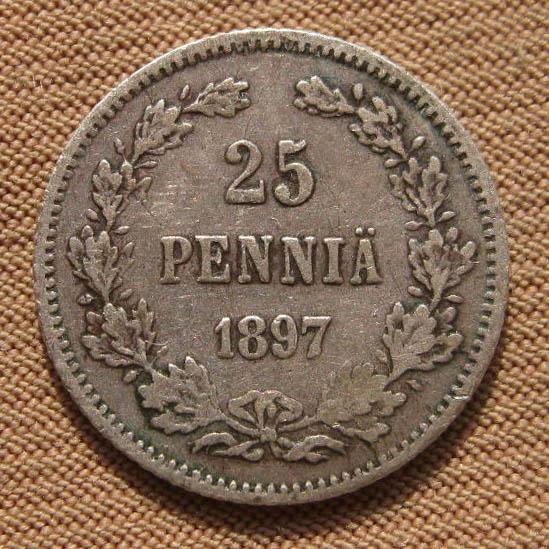 Русская Финляндия 25 пенни 1897 года.