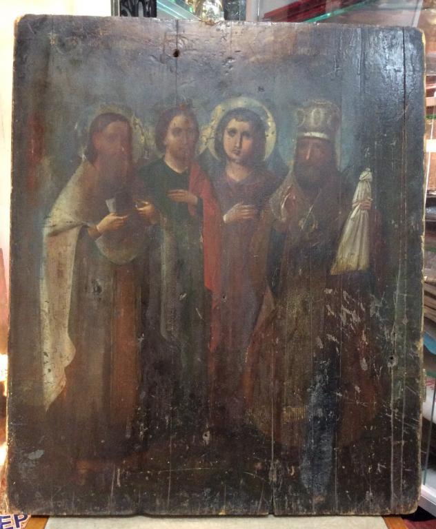 Большая храмовая Икона Власий,Флор,Лавр,Модест. Без реставраций!