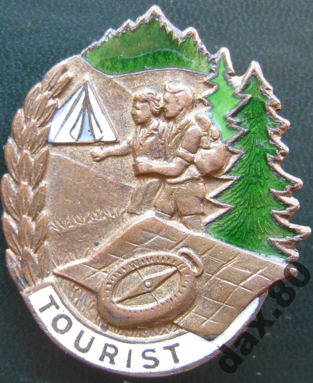 ТУРИСТ НОМЕРНОЙ ЗНАК БРОНЗА ЭМАЛИ 50-е годы ГДР