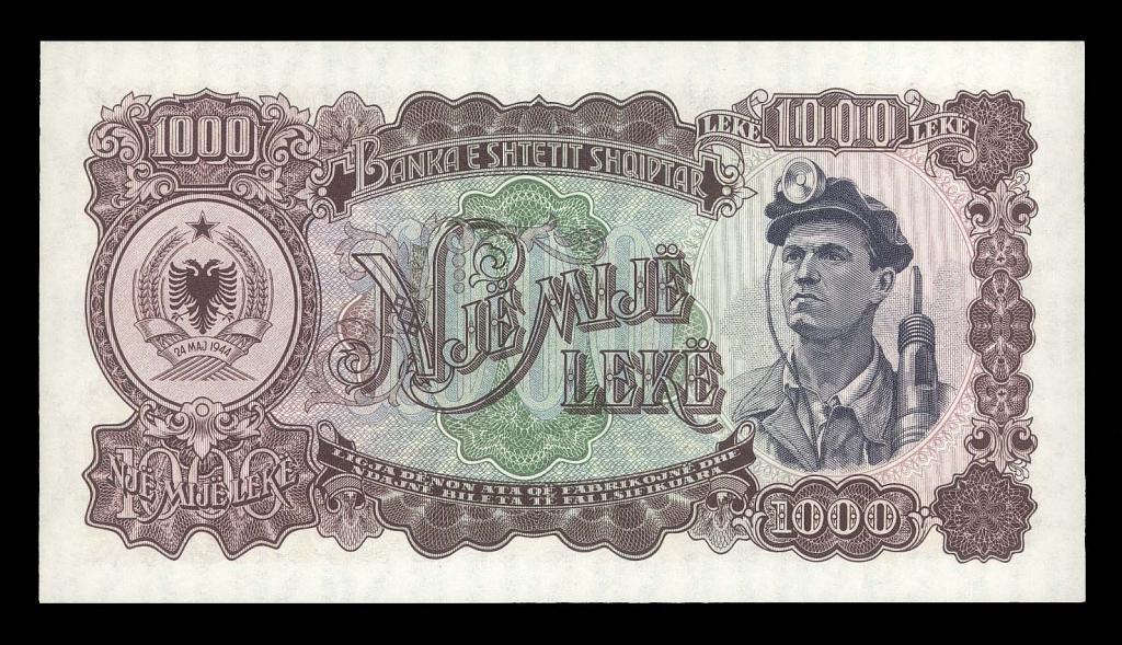 АЛБАНИЯ 1000 лек 1957 г. UNC