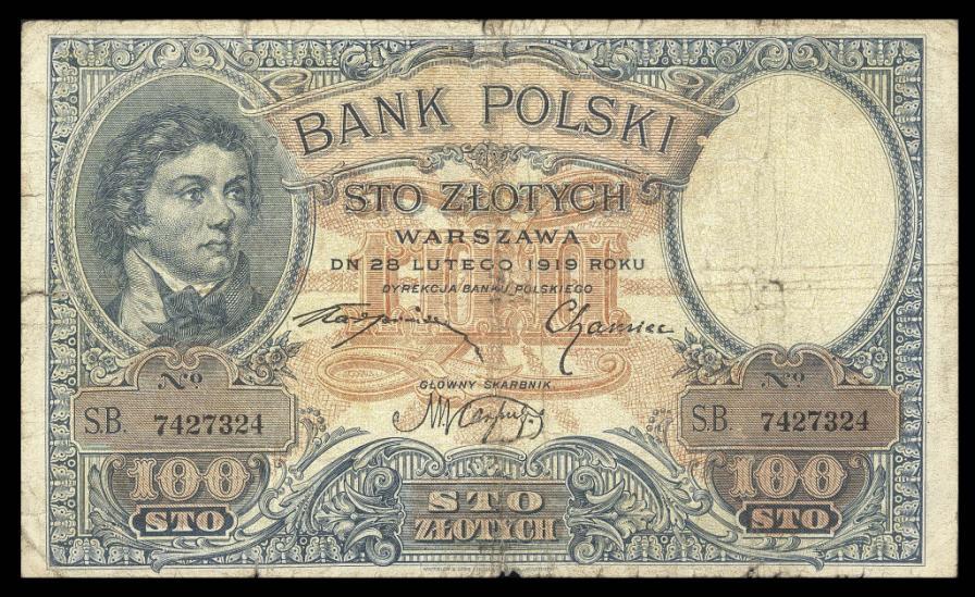 ПОЛЬША 100 злотых 1919 Serja - SB -