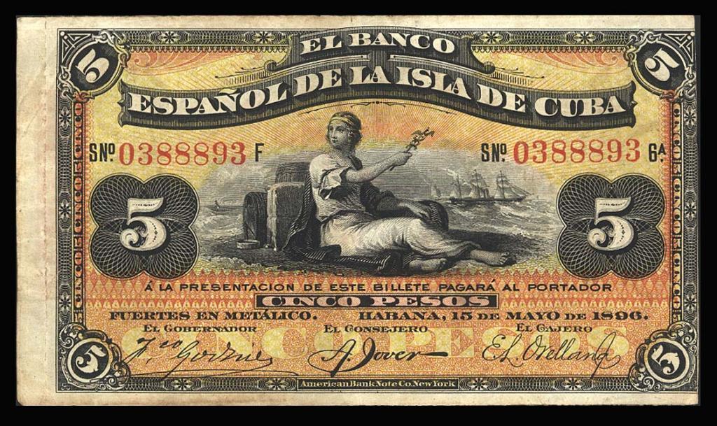 КУБА 5 ПЕСО СЕРЕБРОМ 1896 PLATA Pick 48b