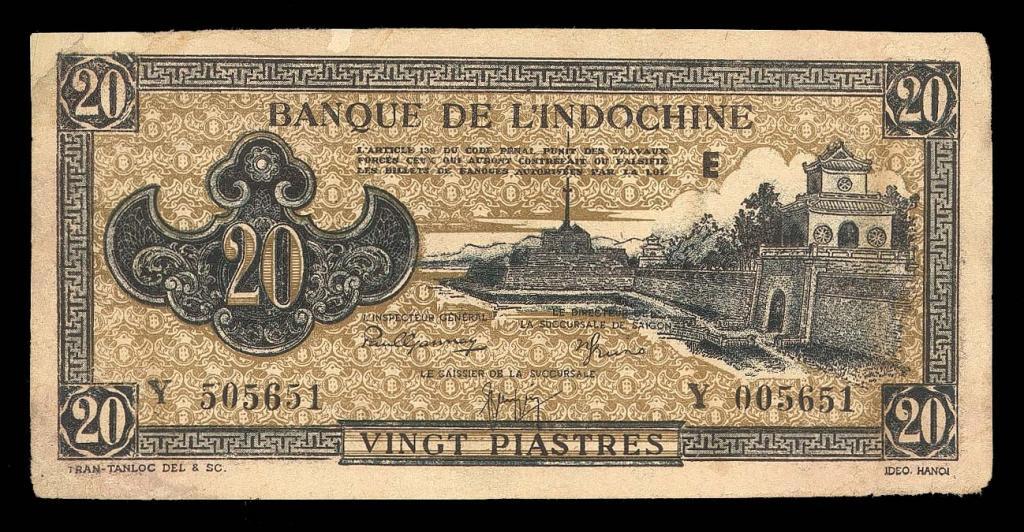 ИНДОКИТАЙ Французский 20 пиастр 1942 Seria E