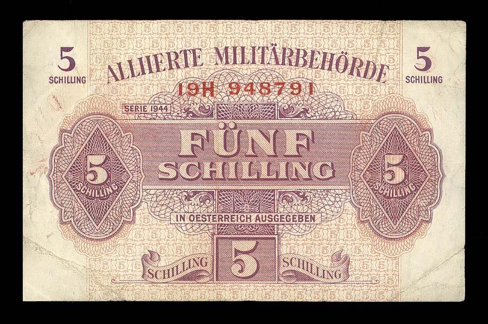 АВСТРИЯ 5 шиллингов 1944 ВЗ вертикальные линии