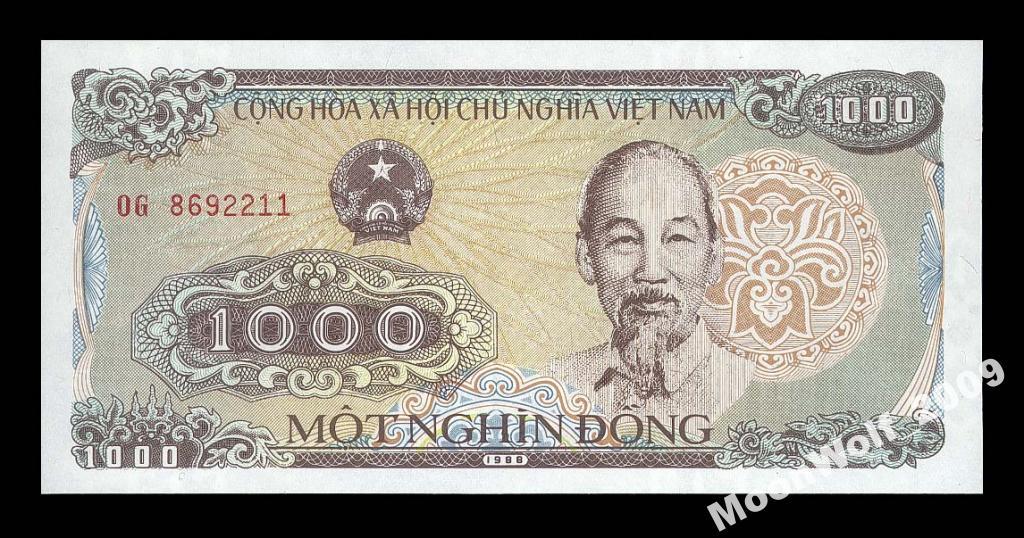 ВЬЕТНАМ 1000 донгов 1988 Pick 106a UNC ПРЕСС