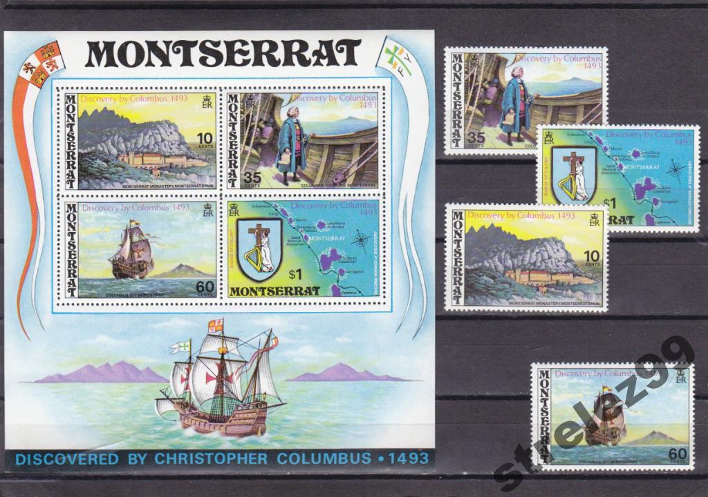 MONTSERRAT  Колумб  Блок+ Серия Сост**  50 Евро