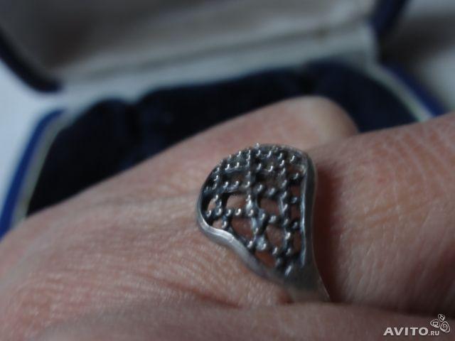 Антикварное кольцо серебро скань винтаж 1962г