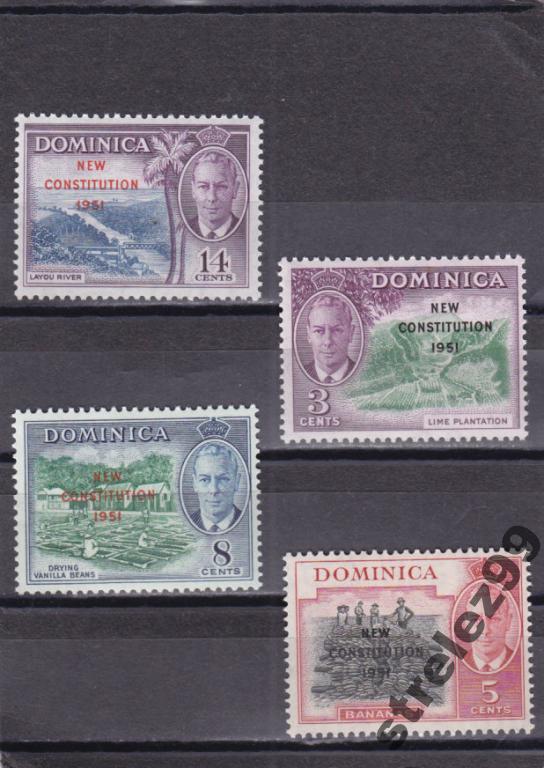 DOMINICA Доминика Виды Надпеч. Серия 1951г Сост**