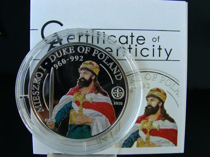 МЕШКО Князь ПОЛЬШИ Ag Палау 2010 ЦВЕТ тир 1000 RAR