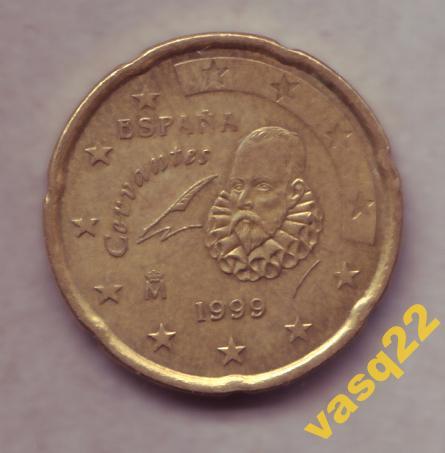 Испания  20 центов 1999 год Сервантес