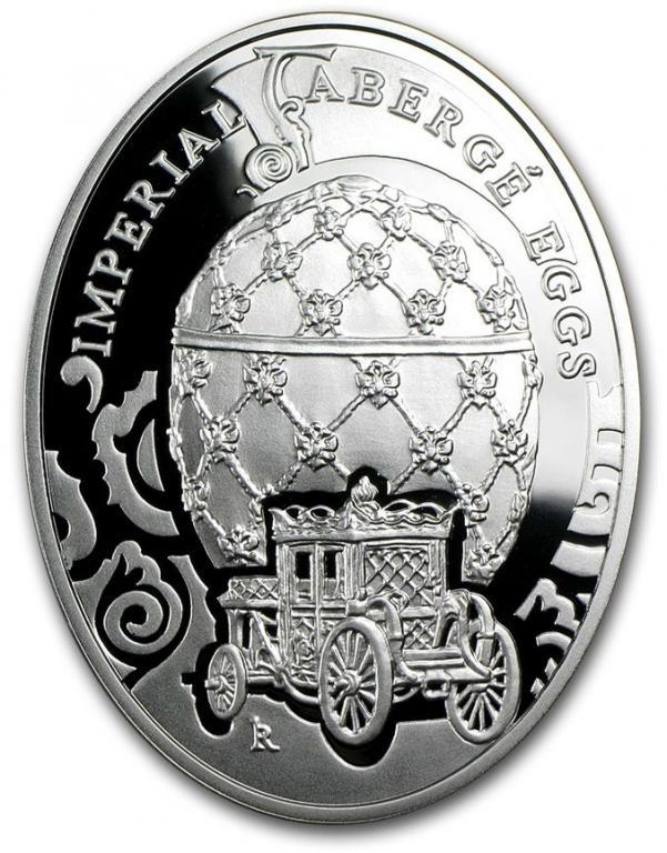 ФАБЕРЖЕ ЯЙЦО Ниуэ 2010 КОРОНАЦИОННОЕ серебро RAR