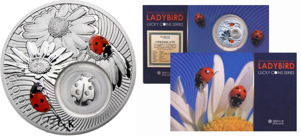 БОЖЬЯ КОРОВКА вставка Ag ЦВЕТ Ниуэ 2011 НА СЧАСТЬЕ