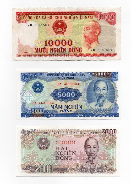 Вьетнам - Набор из 7 Бон,  с 100 до 10 000 донг