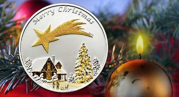 НОВЫЙ ГОД Палау 2010 РОЖДЕСТВО Цвет серебро БЛЕСК