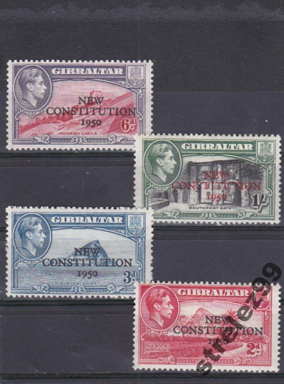 GIBRALTAR   ГИБРАЛТАР Король  Виды Надпечатка Серия 1950 г Сост**