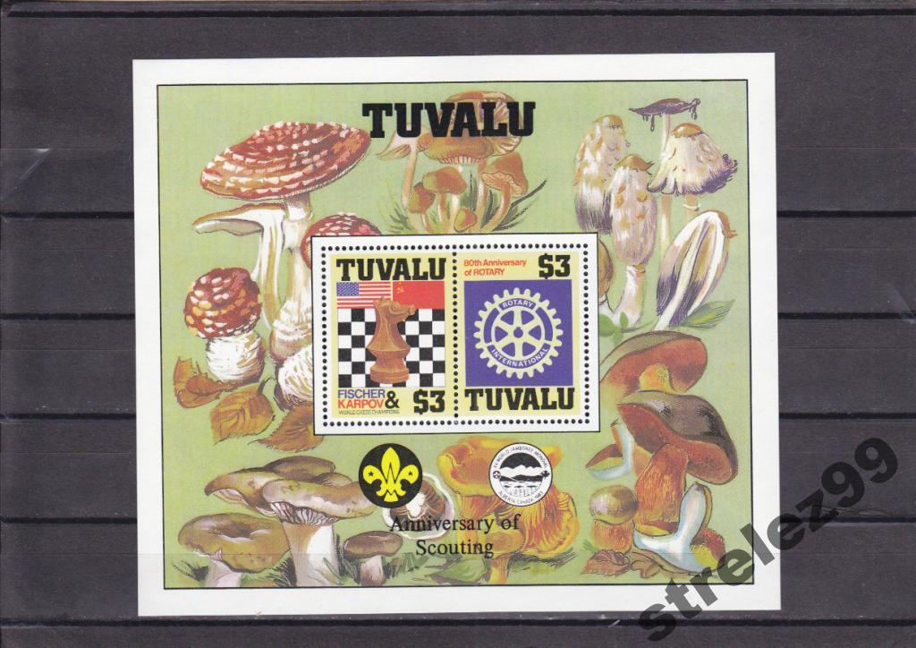 TUVALU  ТУВАЛУ   Шахматы Грибы  Ротари   Блок  15 Евро  Сост**  MNH