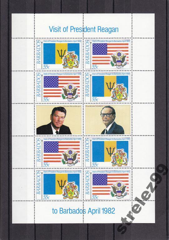 BARBADOS Визит Рейгана.Флаги Лист Сост**