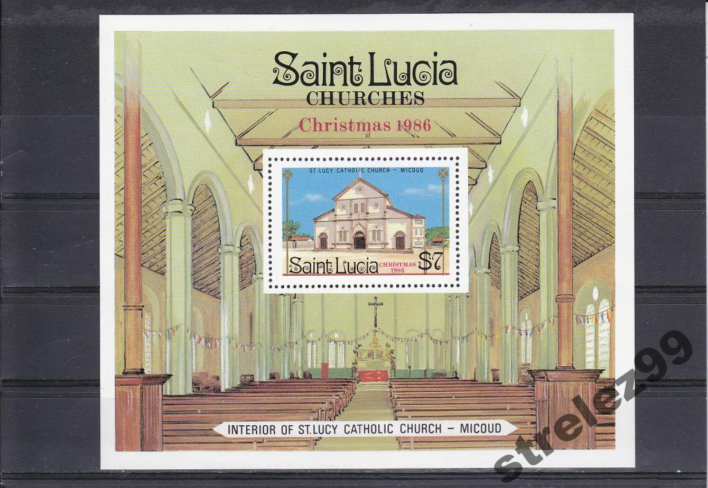 ST LUCIA Рождество 1986 Блок Сост**