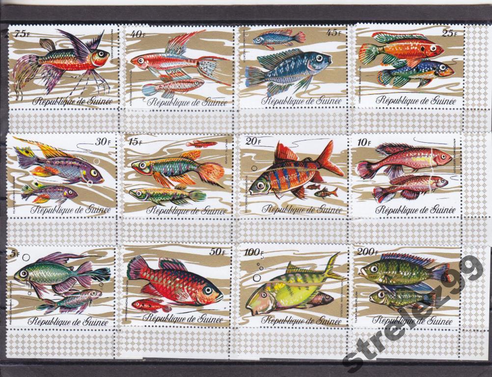 GUINEE  Фауна  Рыбы  Серия  Сост**  Углы  19 Евро