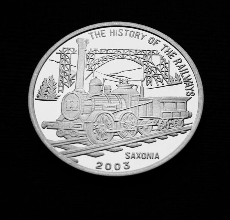 ПАРОВОЗ Корея 2003 SAXONIA локомотив ЖД серебро Rr