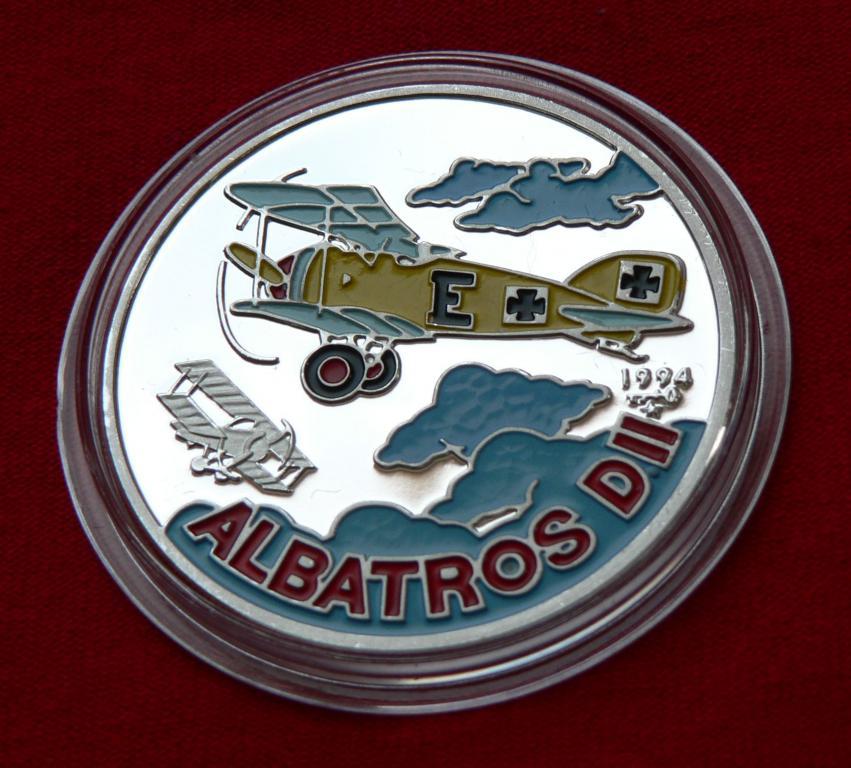 САМОЛЕТ Куба 1994 ALBATROS D II серебро ЦВЕТная