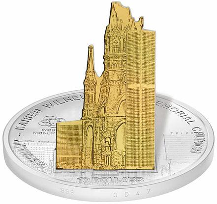 3D монета ЦЕРКОВЬ КАЙЗЕРА ВИЛЬГЕЛЬМА Кука 2009 поз