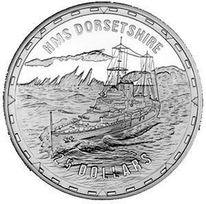 КОРАБЛЬ Соломоновы 2005 DORSETSHIRE серебро RAR