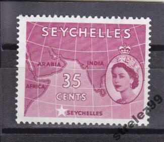 SEYCHELLES    Карта    1954 г № 179 Сост**