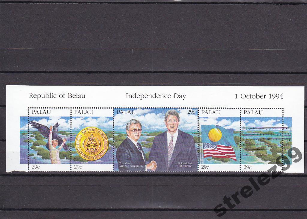 PALAU ПАЛАУ  Визит Президента  Клинтона Сцепка  1994 Сост** MNH