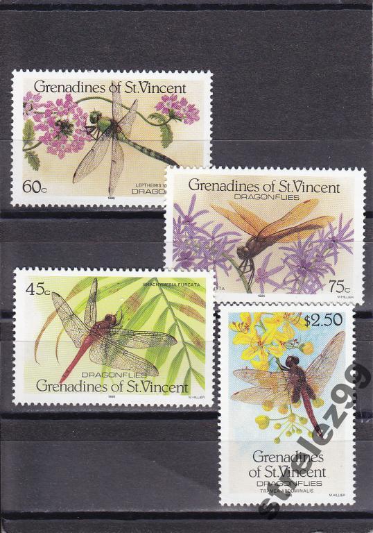 GRENADINES ГРЕНАДИНЫ  Насекомые  Стрекозы Серия Сост** MNH