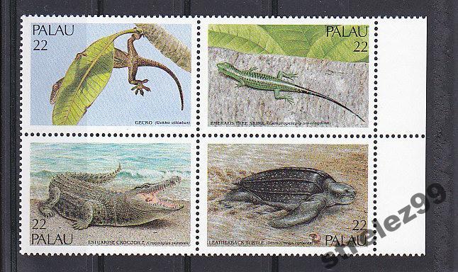 PALAU ПАЛАУ Фауна Рептилии Крокодил Ящерица Сцепка  1986 Сост** MNH