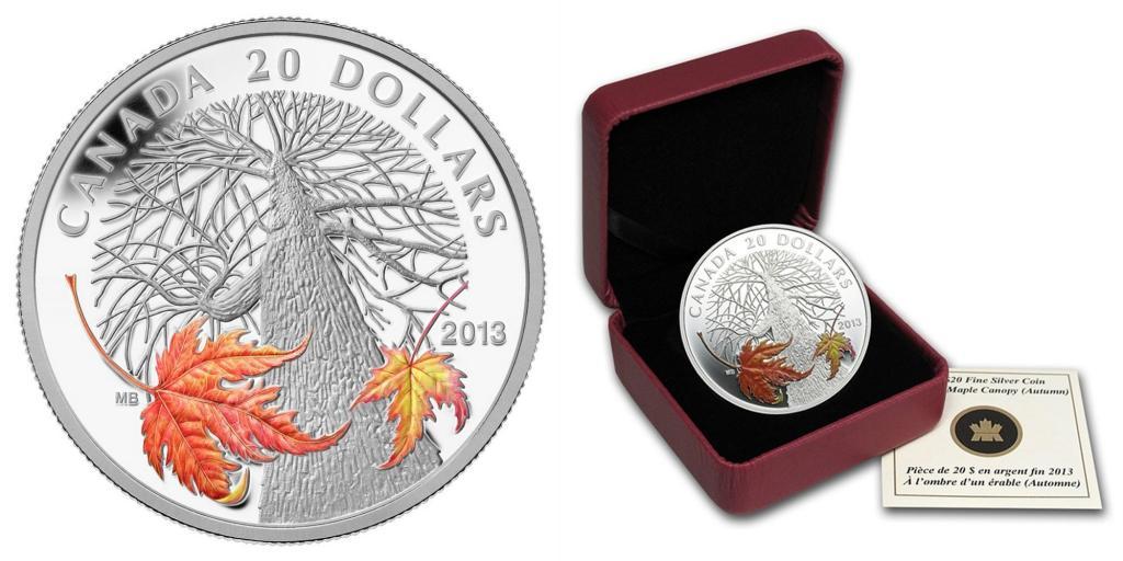 КРОНА КЛЕНА Канада 2013 ОСЕНЬ листья КРАСНЫЕ 20$ R