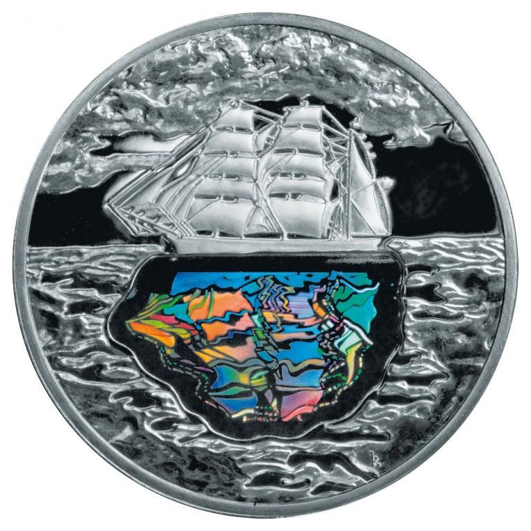 ПАРУСНИК Польша 2007 ГОЛОГРАММА 10 zl Ag корабль