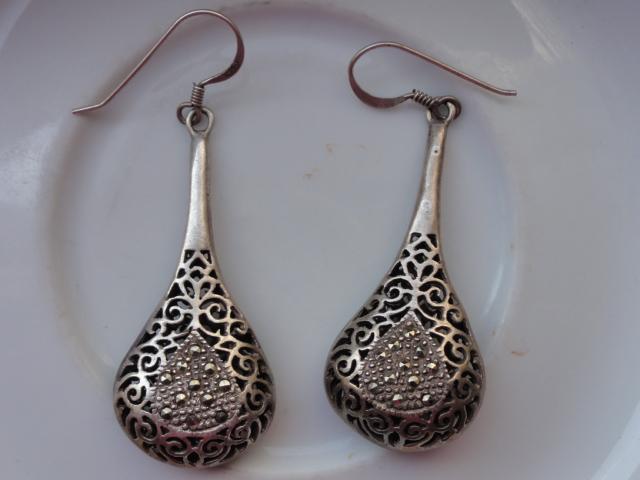 ОЧЕНЬ КРУПНЫЕ АНТИКВАРНЫЕ СЕРЬГИ РУЧН.Р.ИТАЛИЯ 30е