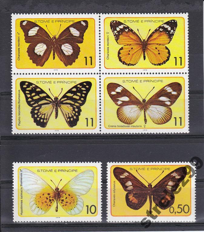 ST TOME and PRINCIPE Бабочки Сцепка+ М. Сост**