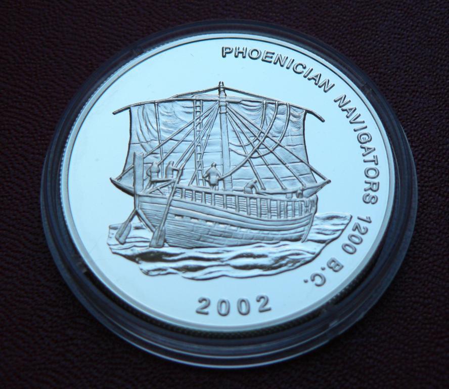 ПАРУСНИК Финикийский корабль Гана 2002 серебро Ред