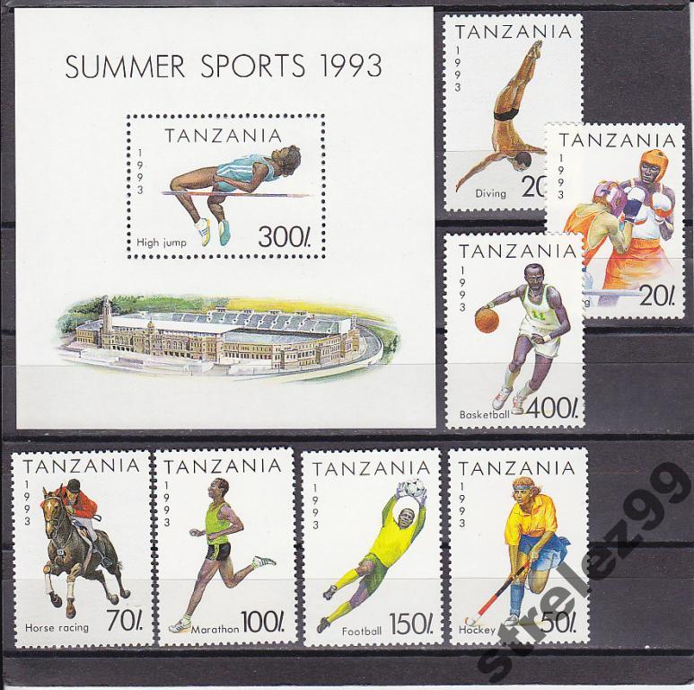 TANZANIA Спорт Летние игры 93 Блок + Серия Сост**